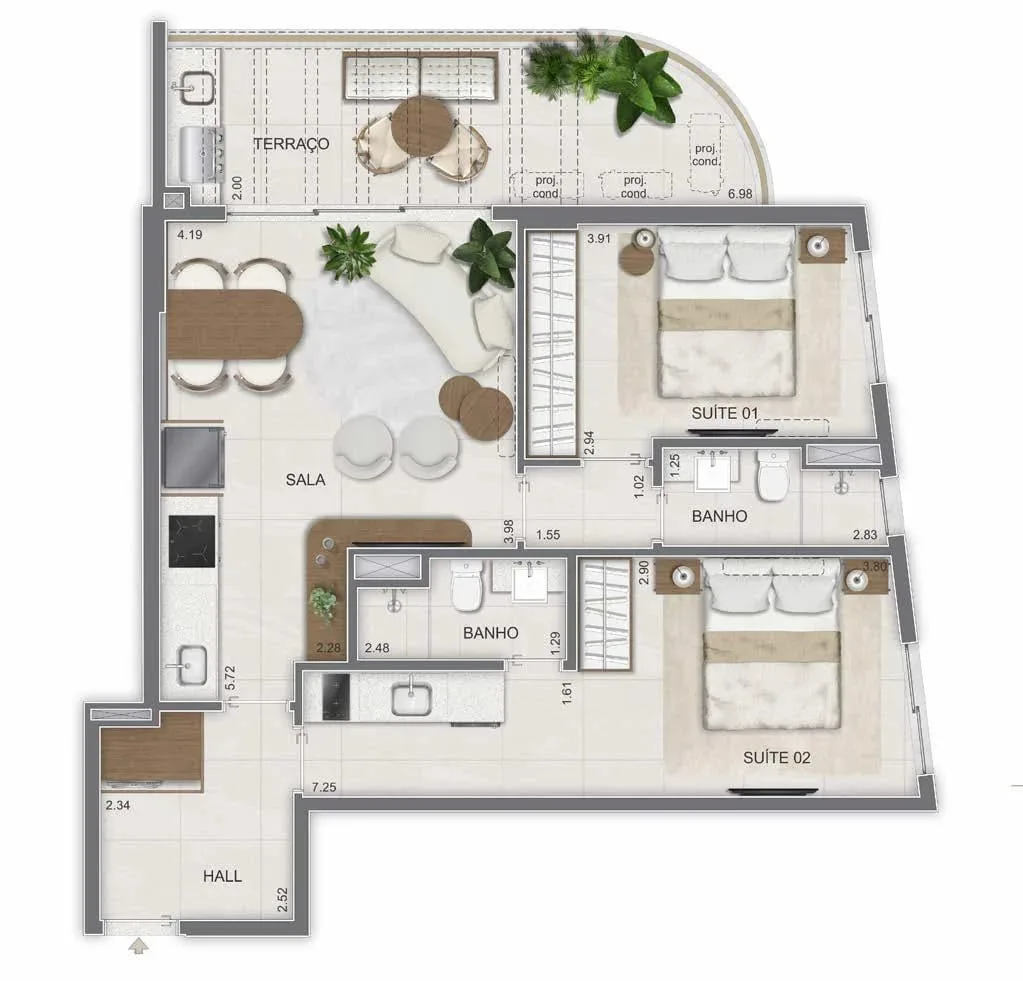 Planta 9: Lis Smart Living Copacabana, studio de alto padrão em Copacabana, Rio de Janeiro
