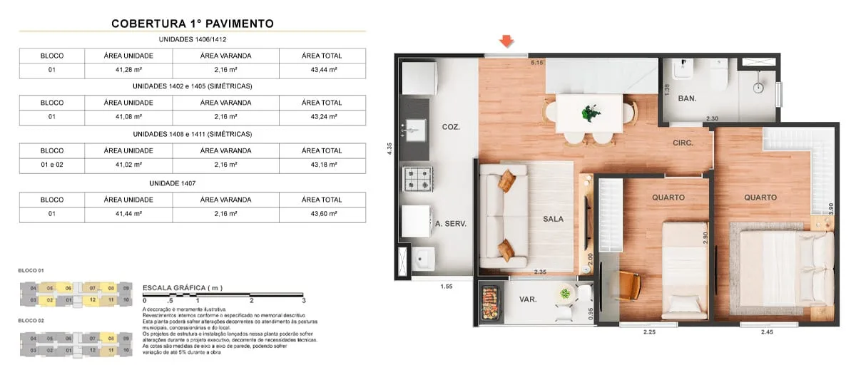 Planta 1: Vitale Sky Clube Residencial, apartamento de alto padrão em Outro, Rio de Janeiro