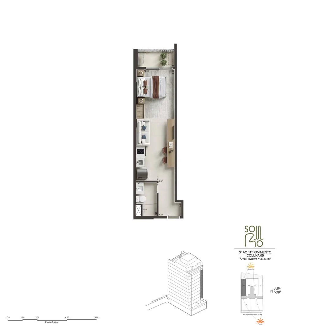 Planta 12: Soul Rio Nossa Senhora de Fátima, studio de alto padrão no Centro, Rio de Janeiro