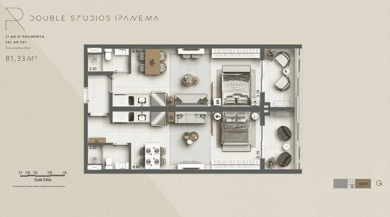 Planta 2: Ar Ipanema, apartamento de alto padrão em Ipanema, Rio de Janeiro