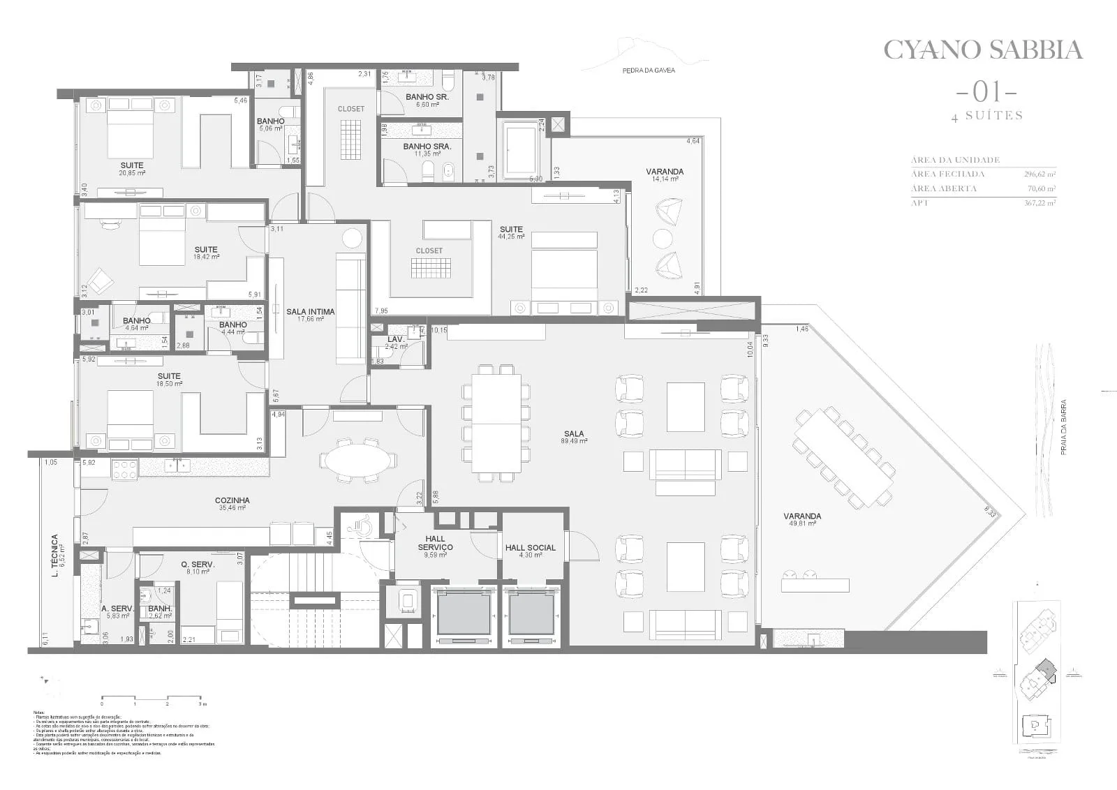 Planta 3: Cyano Exclusive Residences, apartamento de alto padrão na Barra da Tijuca, Rio de Janeiro