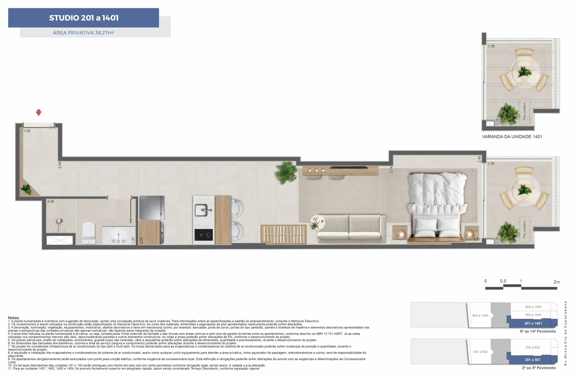 Planta 6: Copa Studios, apartamento de alto padrão em Copacabana, Rio de Janeiro