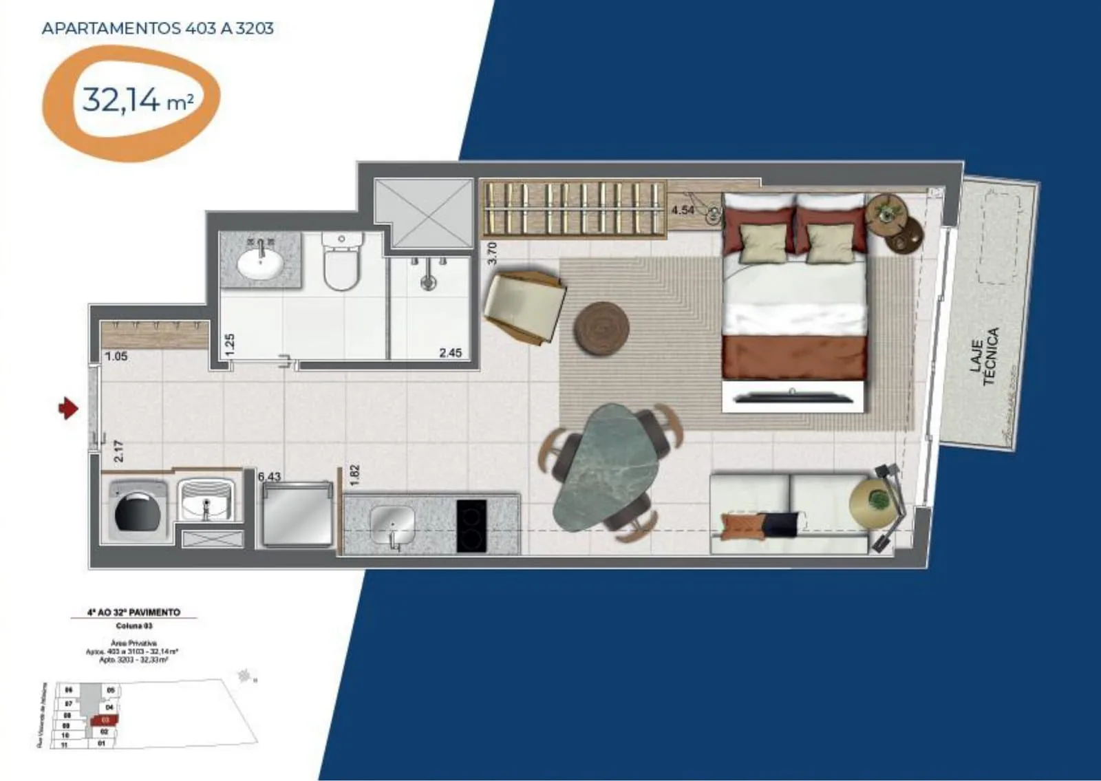 Planta 4: Residencial Skylux, studio de alto padrão no Centro, Rio de Janeiro