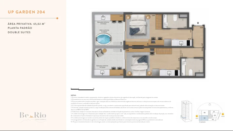 Planta 3: Ben in Rio Pompeu Loureiro, apartamento de alto padrão em Copacabana, Rio de Janeiro