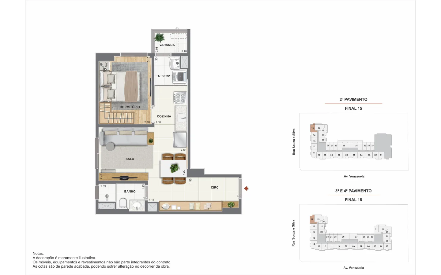 Planta 15: Orla Mauá , studio de alto padrão no Centro, Rio de Janeiro