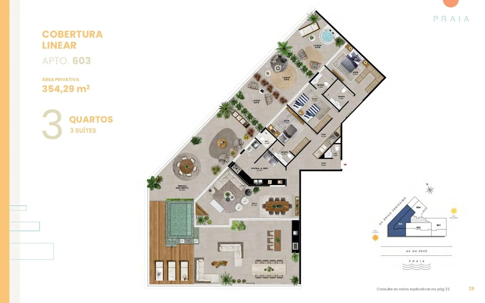 Planta 6: Praia Residencial Mar, apartamento de alto padrão na Barra da Tijuca, Rio de Janeiro