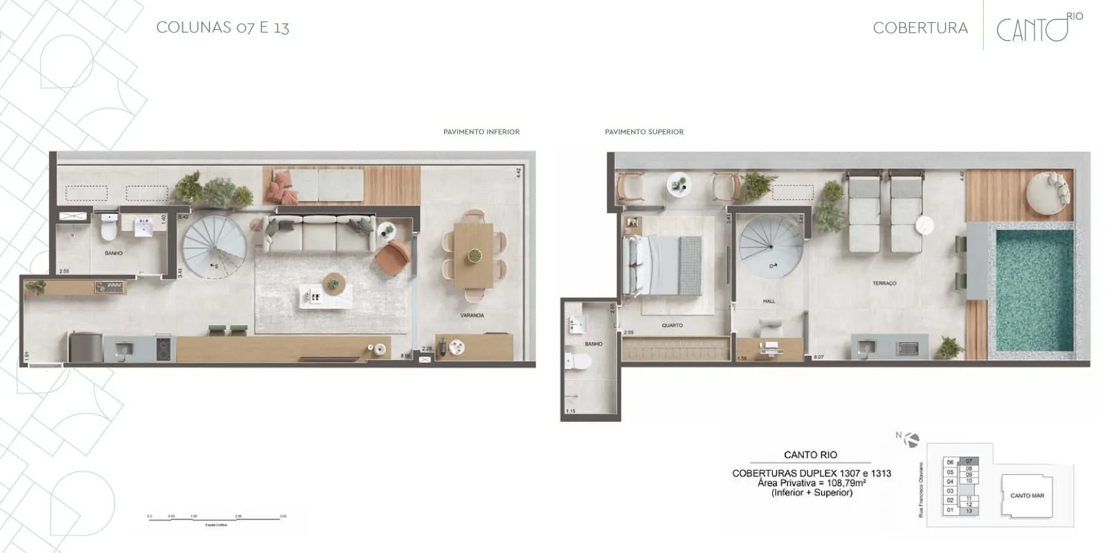 Planta 16: Canto Rio Arpoador, studio de alto padrão no Arpoador, Rio de Janeiro