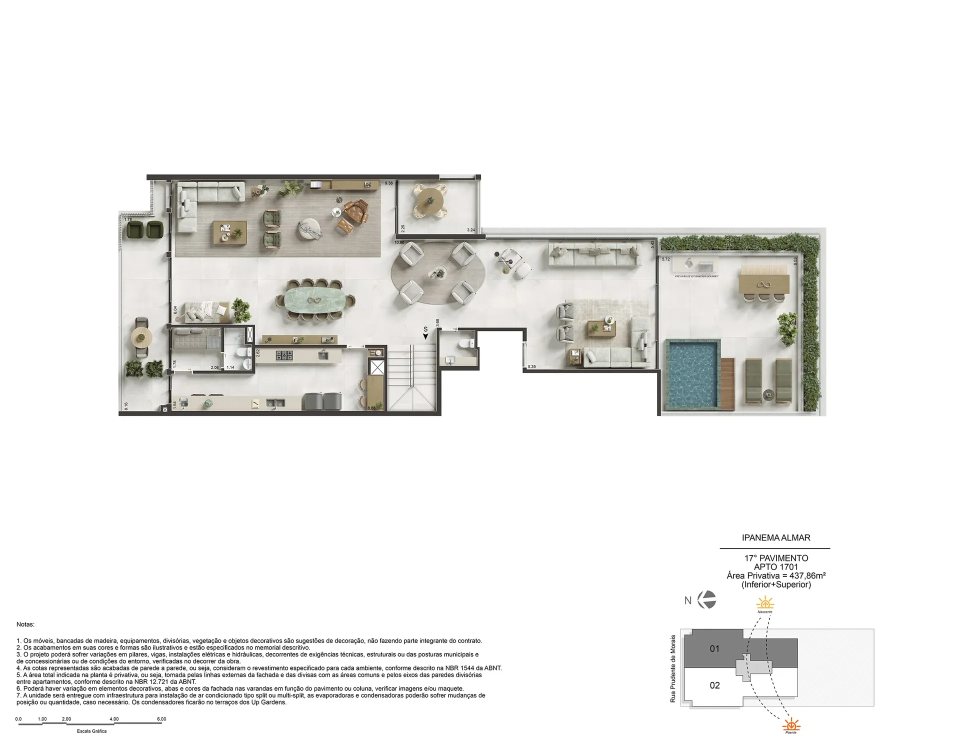 Planta 6: Ipanema Almar, apartamento de alto padrão em Ipanema, Rio de Janeiro