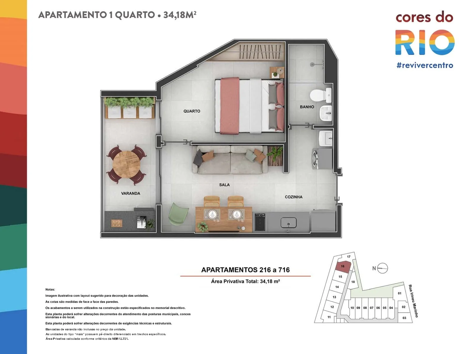 Planta 17: Cores do Rio, studio de alto padrão no Centro, Rio de Janeiro