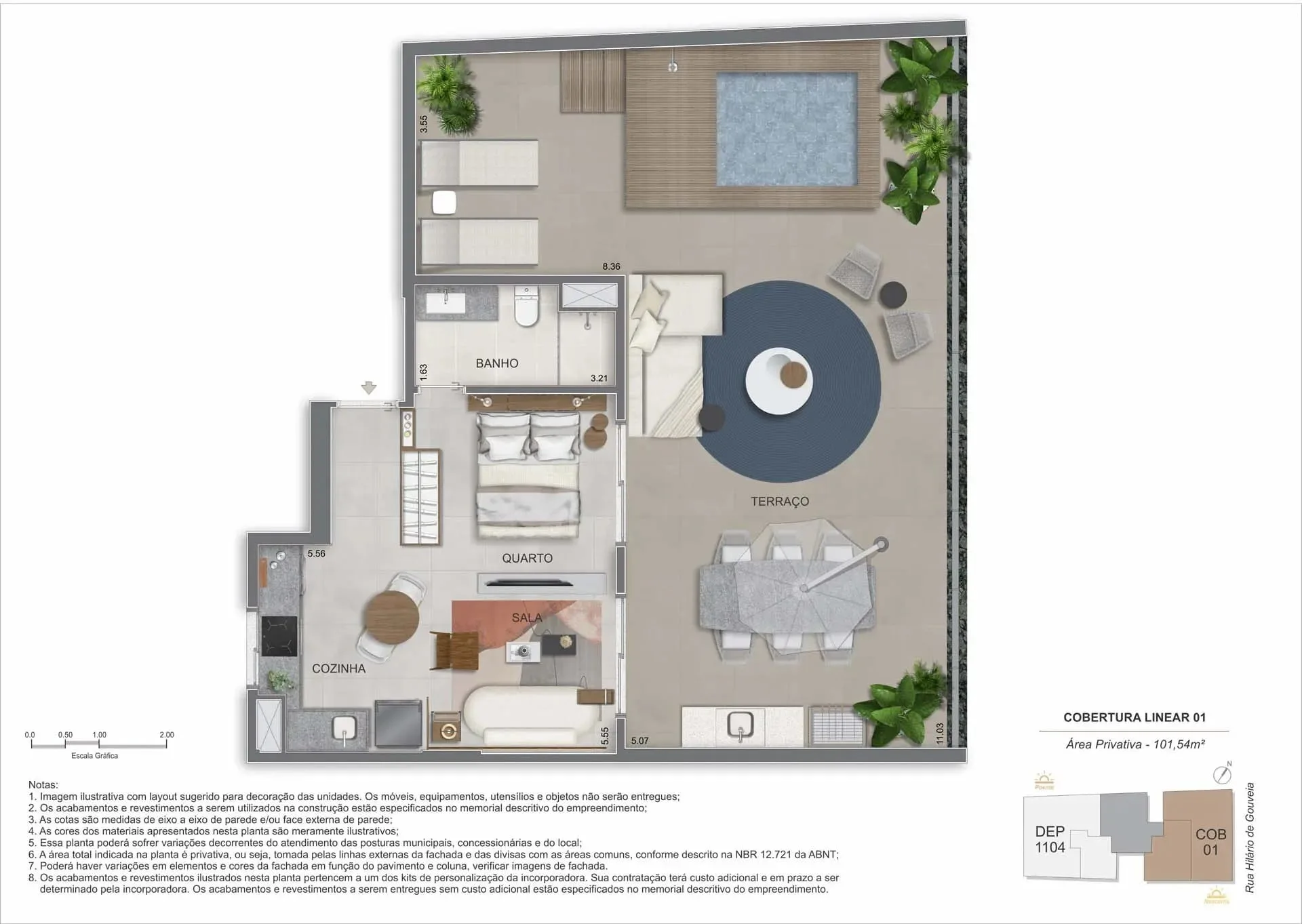 Planta 9: Nook Copacabana, studio de alto padrão em Copacabana, Rio de Janeiro