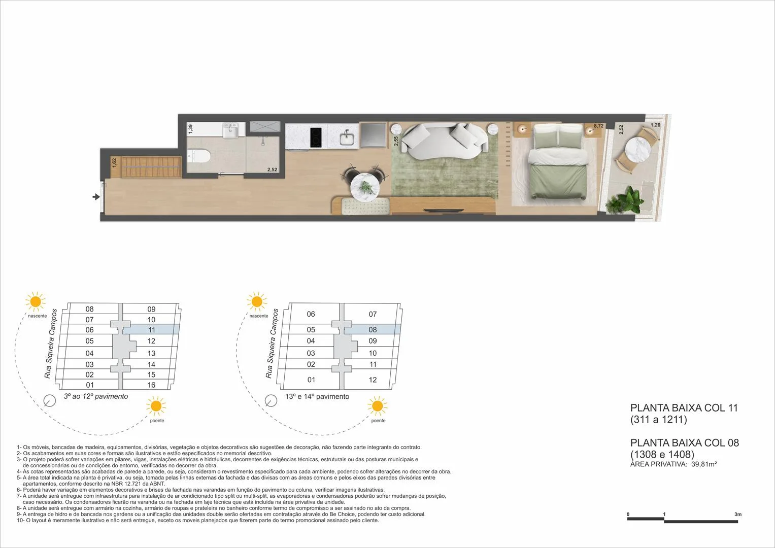 Planta 17: Ben in Rio Praia de Copacabana, studio de alto padrão em Copacabana, Rio de Janeiro