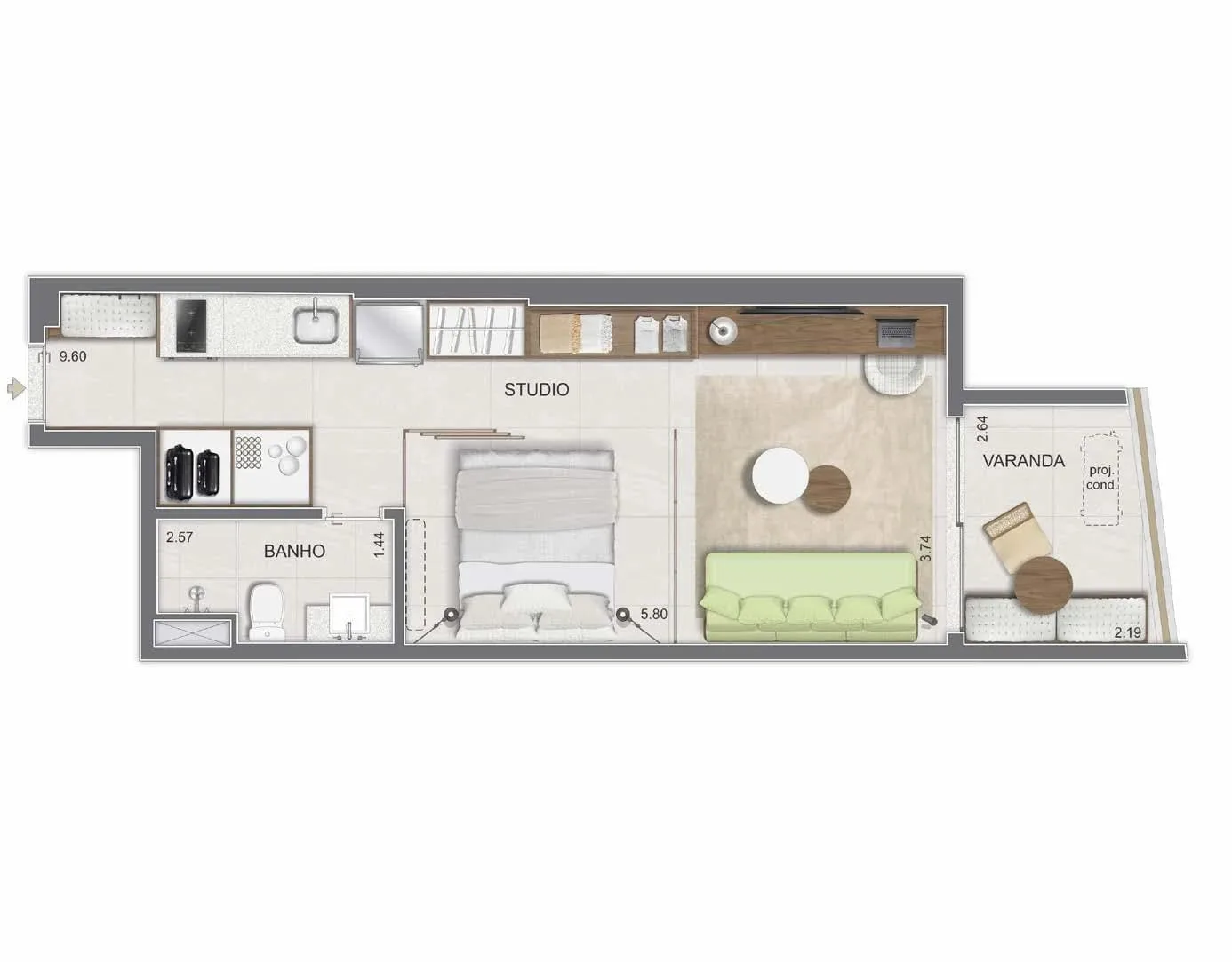 Planta 11: Lis Smart Living Copacabana, studio de alto padrão em Copacabana, Rio de Janeiro