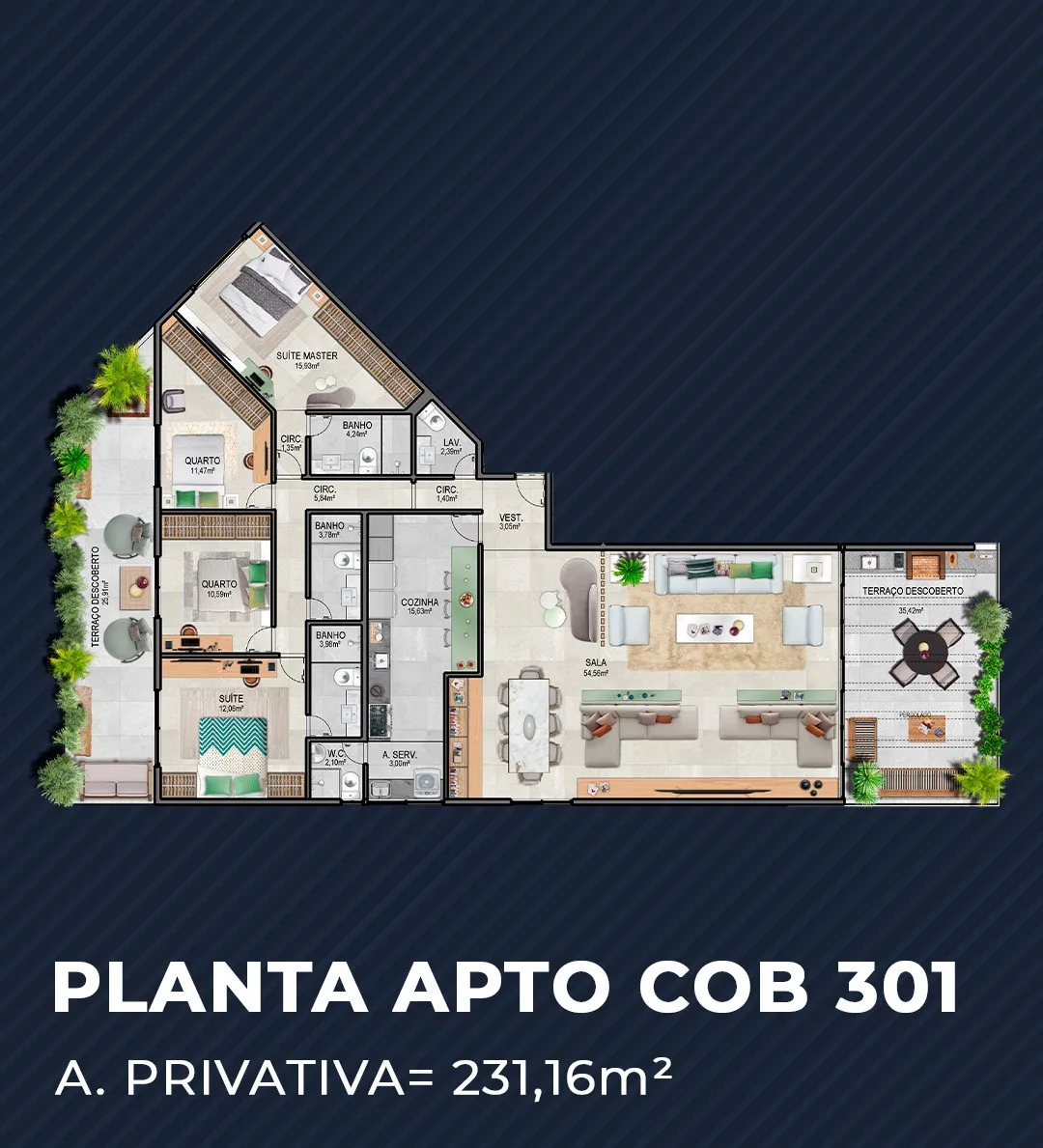 Planta 5: Azure Barra da Tijuca, apartamento de alto padrão na Barra da Tijuca, Rio de Janeiro