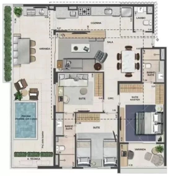 Planta 3: Tiê Residencial, apartamento de alto padrão na Tijuca, Rio de Janeiro