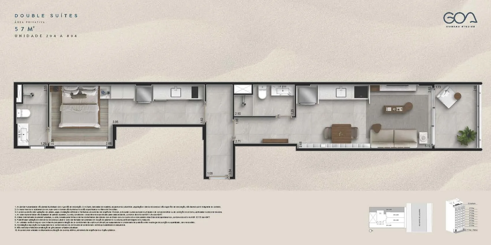 Planta 7: Goa Ipanema Studios, studio de alto padrão em Ipanema, Rio de Janeiro