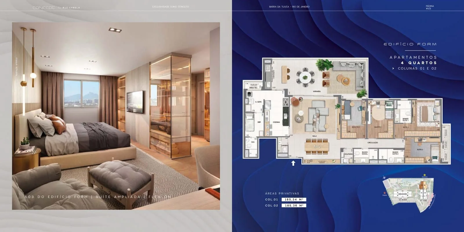 Planta 2: Concept RJZ Cyrela, apartamento de alto padrão na Barra da Tijuca, Rio de Janeiro