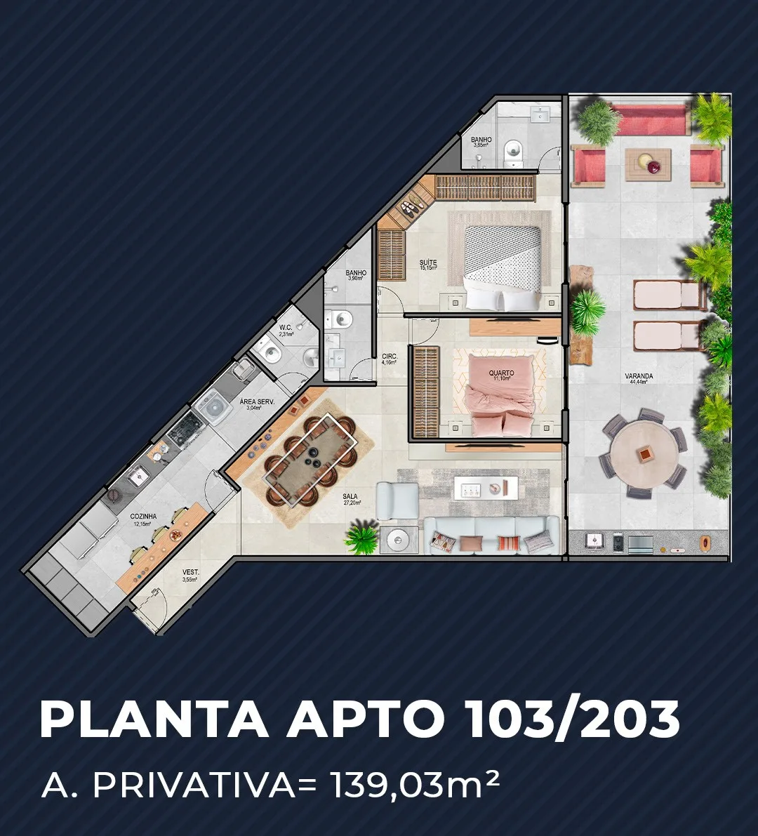 Planta 3: Azure Barra da Tijuca, apartamento de alto padrão na Barra da Tijuca, Rio de Janeiro