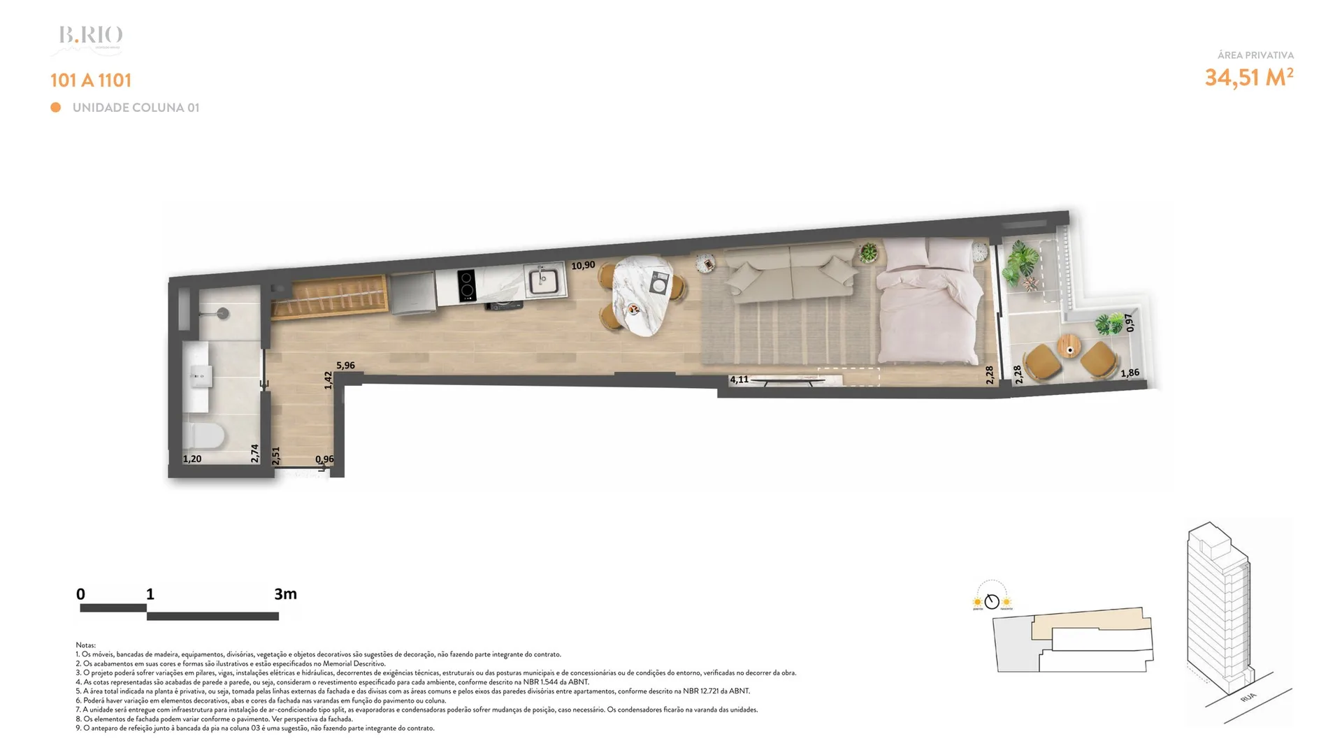 Planta 2: Be in Rio Leopoldo Miguez, studio de alto padrão em Copacabana, Rio de Janeiro