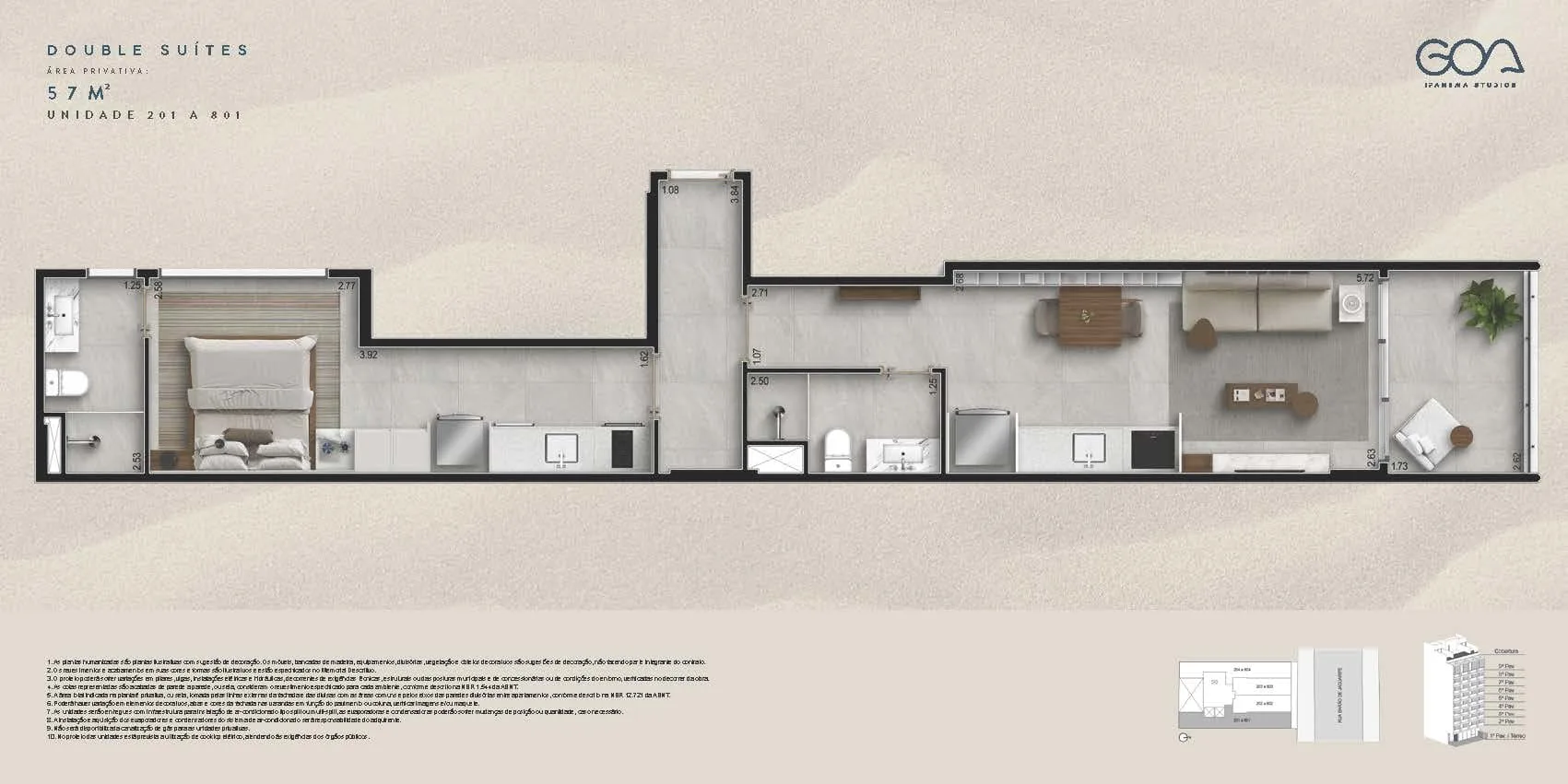 Planta 6: Goa Ipanema Studios, studio de alto padrão em Ipanema, Rio de Janeiro