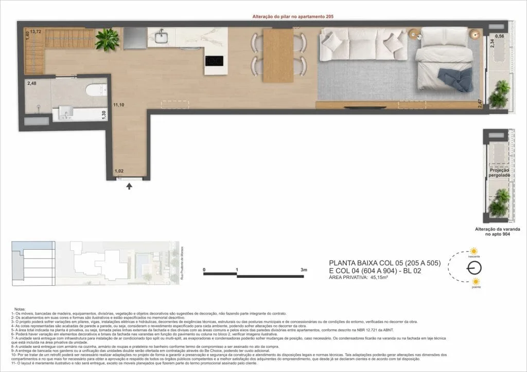 Planta 4: Ben in Rio Prudente 1356, studio de alto padrão em Ipanema, Rio de Janeiro