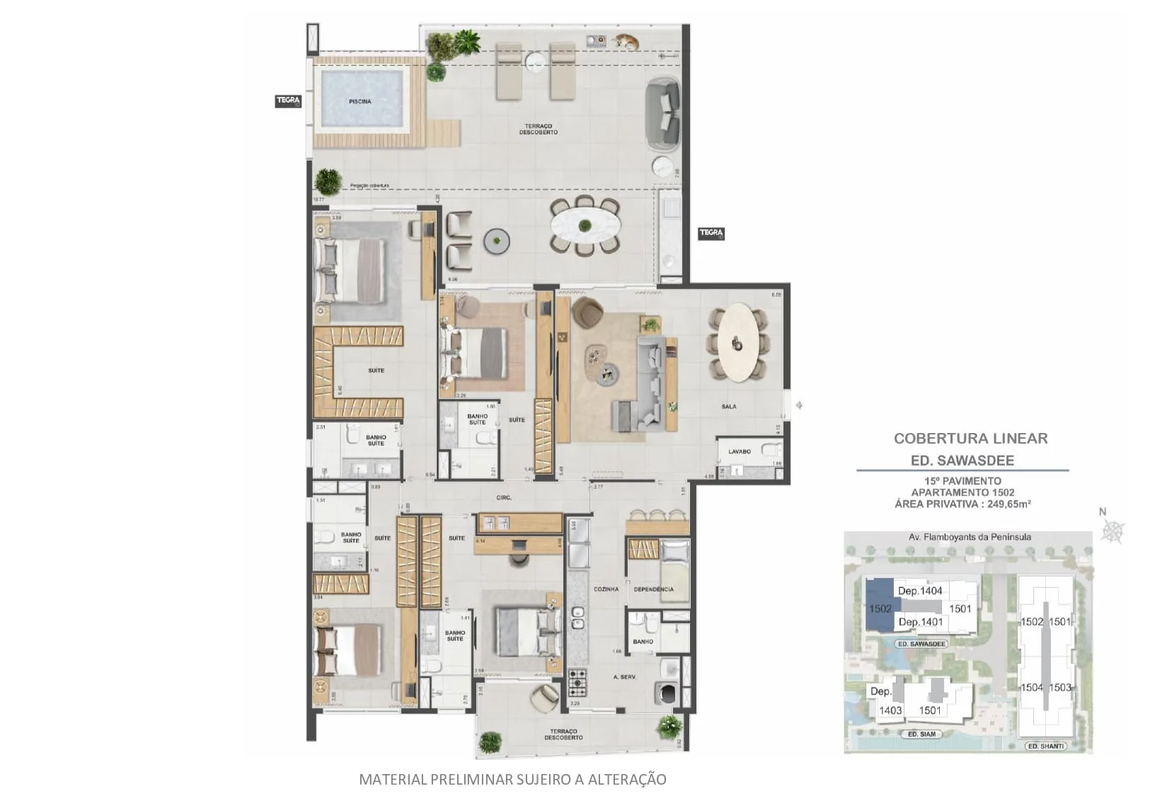 Planta 15: Península Collection, apartamento de alto padrão na Barra da Tijuca, Rio de Janeiro