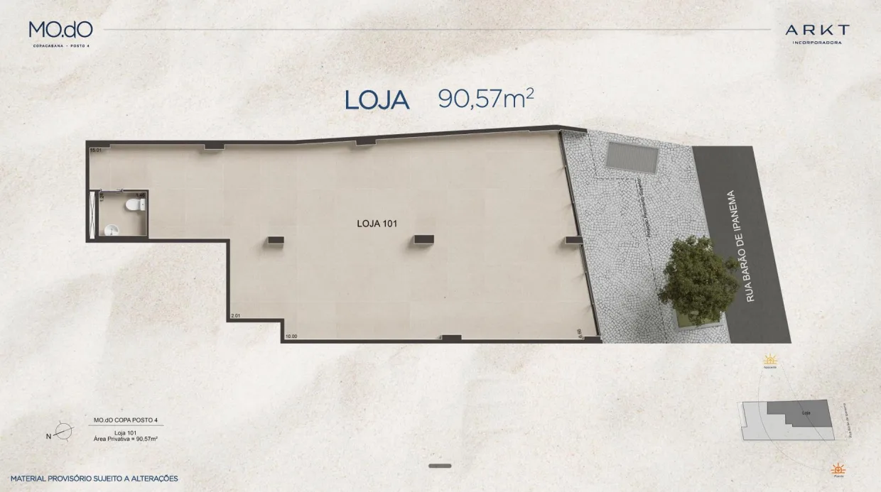 Planta 9: Mo.do Copacabana Posto 4, studio de alto padrão em Copacabana, Rio de Janeiro