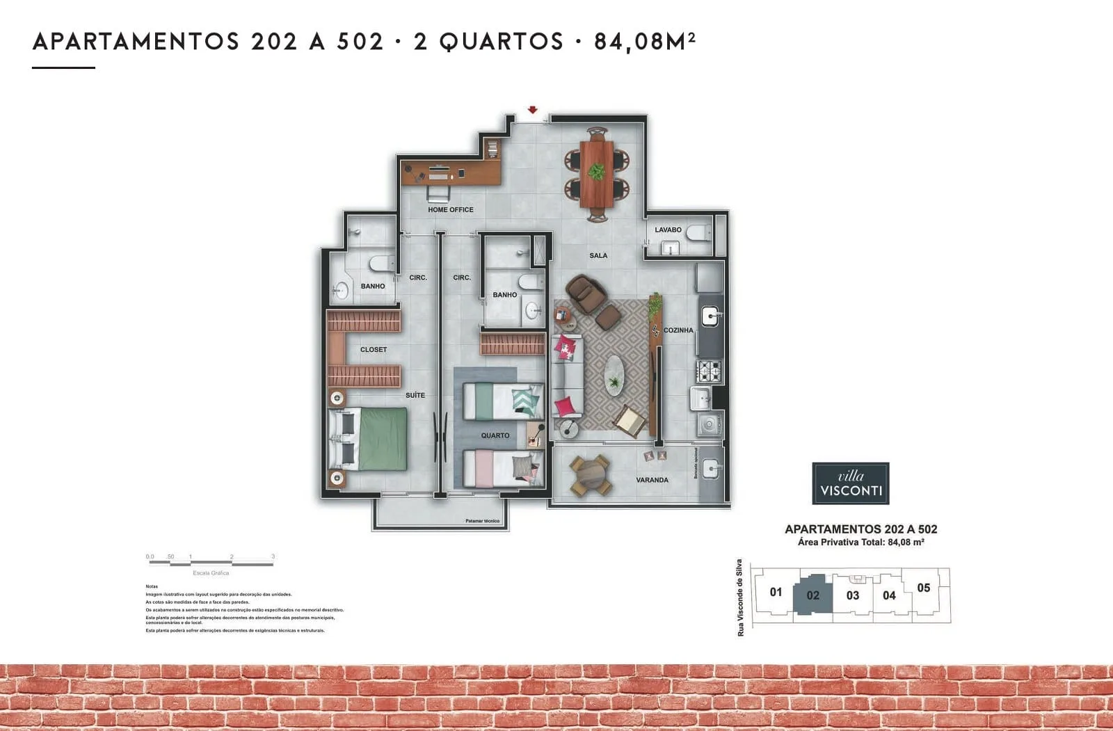 Planta 2: Villa Visconti Botafogo, apartamento de alto padrão em Botafogo, Rio de Janeiro
