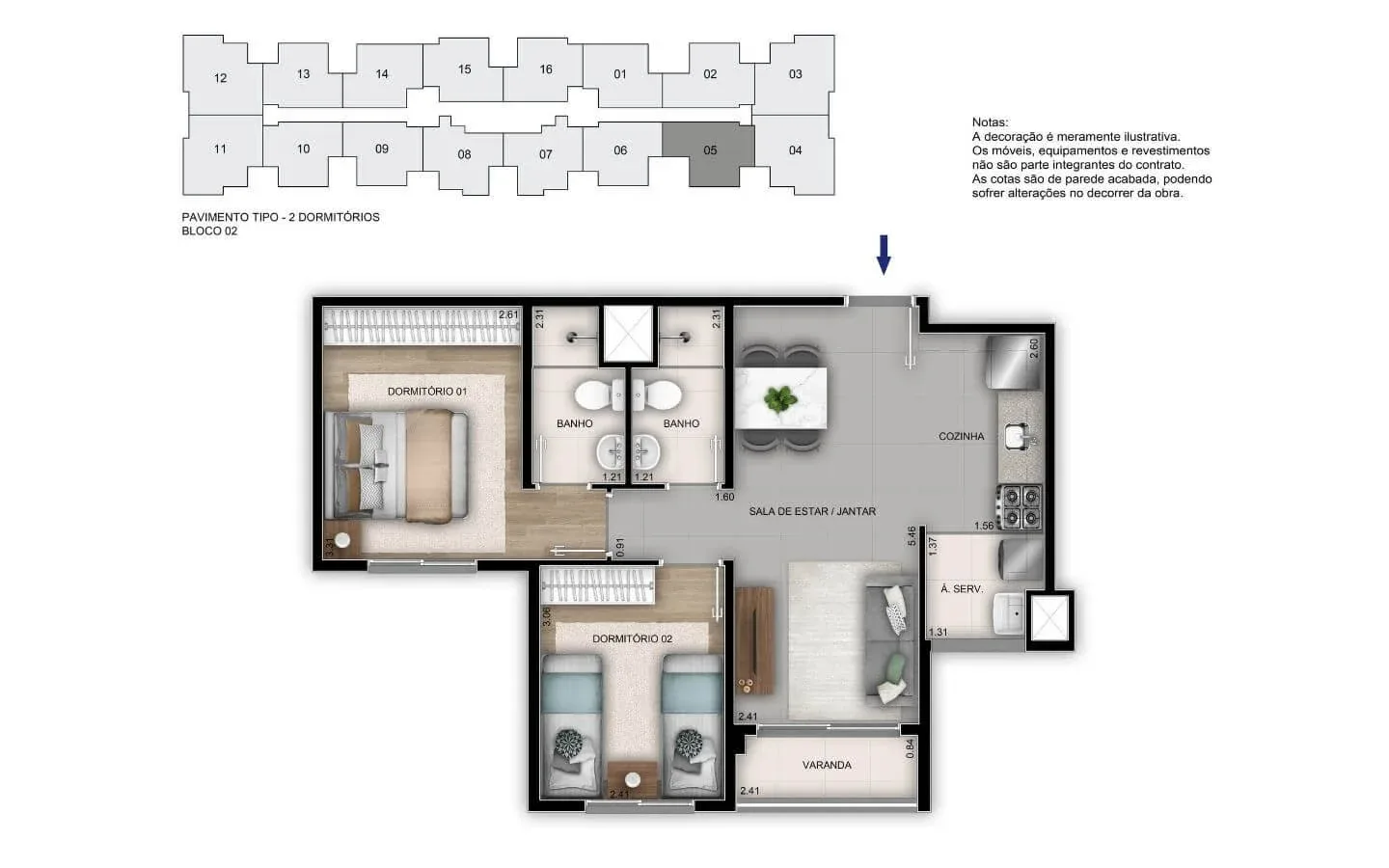 Planta 3: Orla Recreio Prainha, apartamento de alto padrão no Recreio dos Bandeirantes, Rio de Janeiro