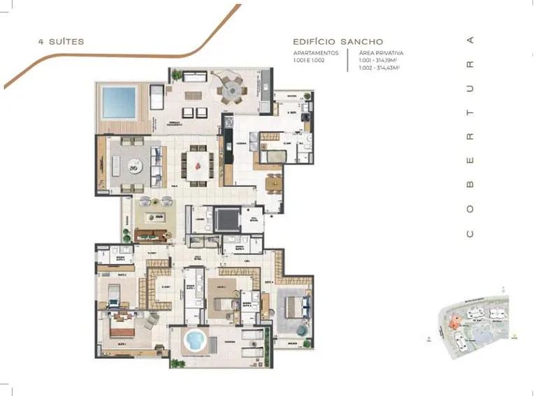 Planta 6: Orygem Acqua Home, apartamento de alto padrão na Barra da Tijuca, Rio de Janeiro