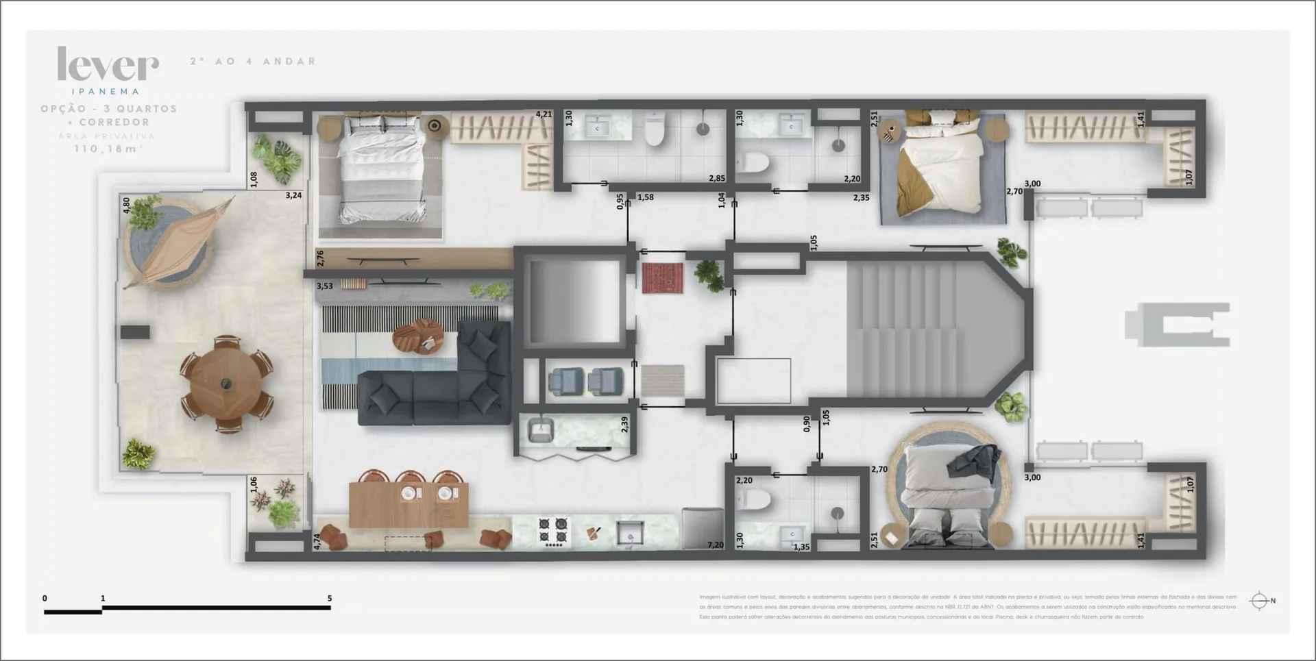 Planta 13: Lever Ipanema, apartamento de alto padrão em Ipanema, Rio de Janeiro
