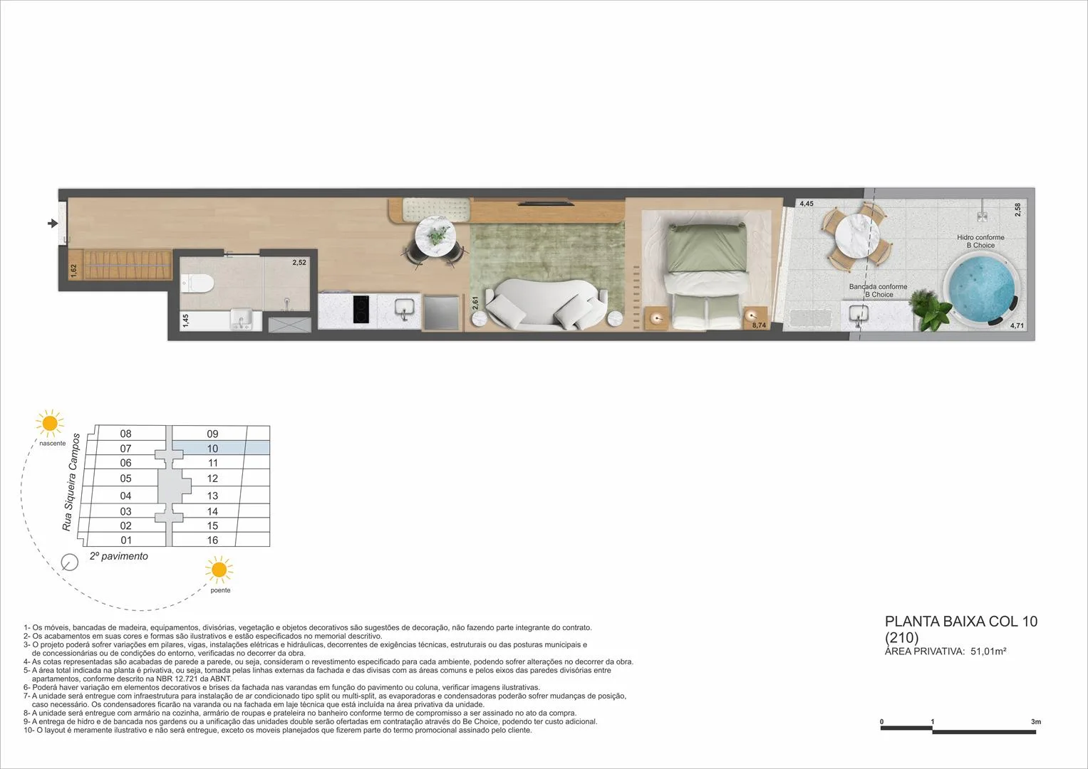 Planta 10: Ben in Rio Praia de Copacabana, studio de alto padrão em Copacabana, Rio de Janeiro