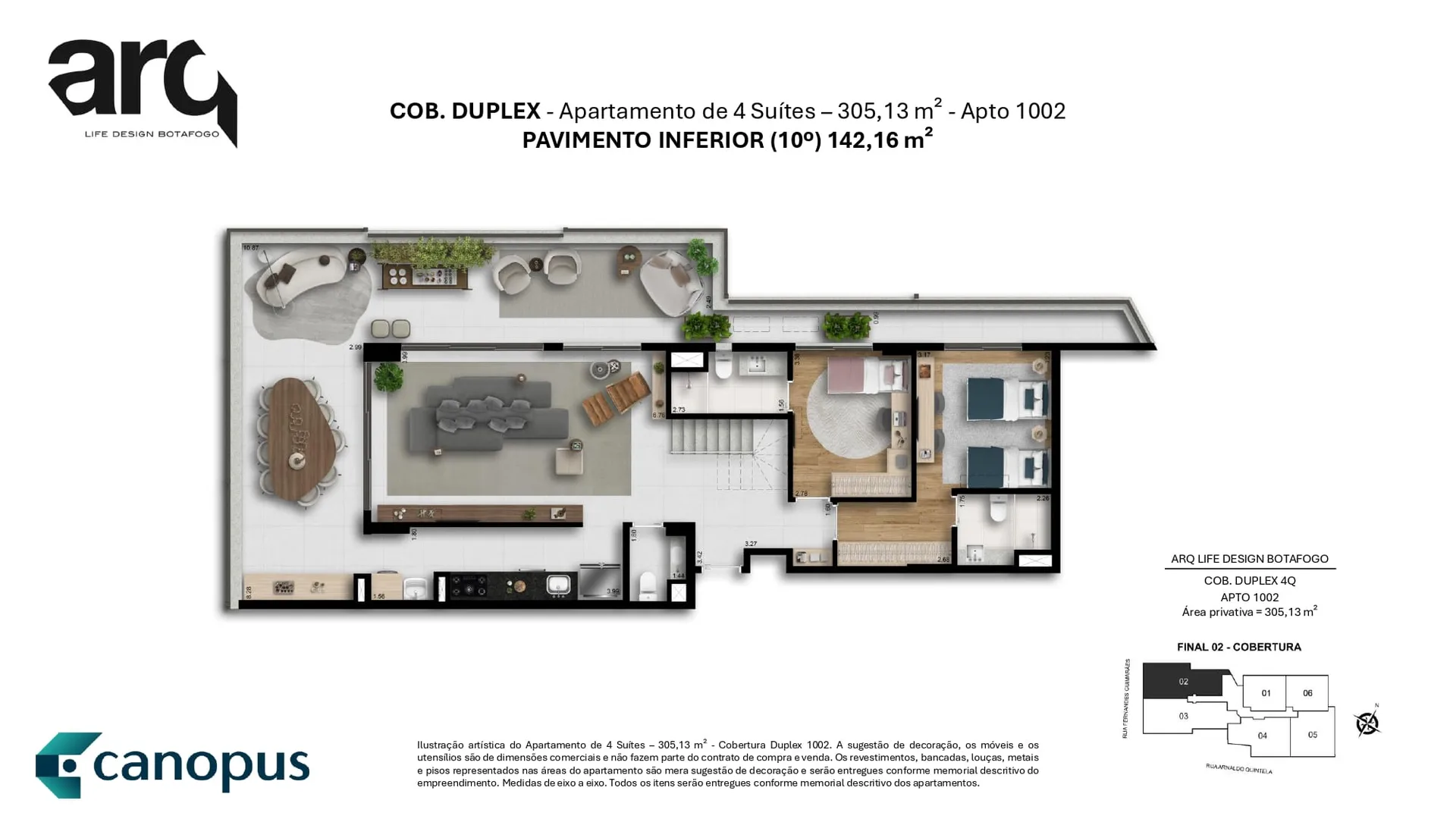 Planta 9: Arq Life Design Botafogo, apartamento de alto padrão em Botafogo, Rio de Janeiro