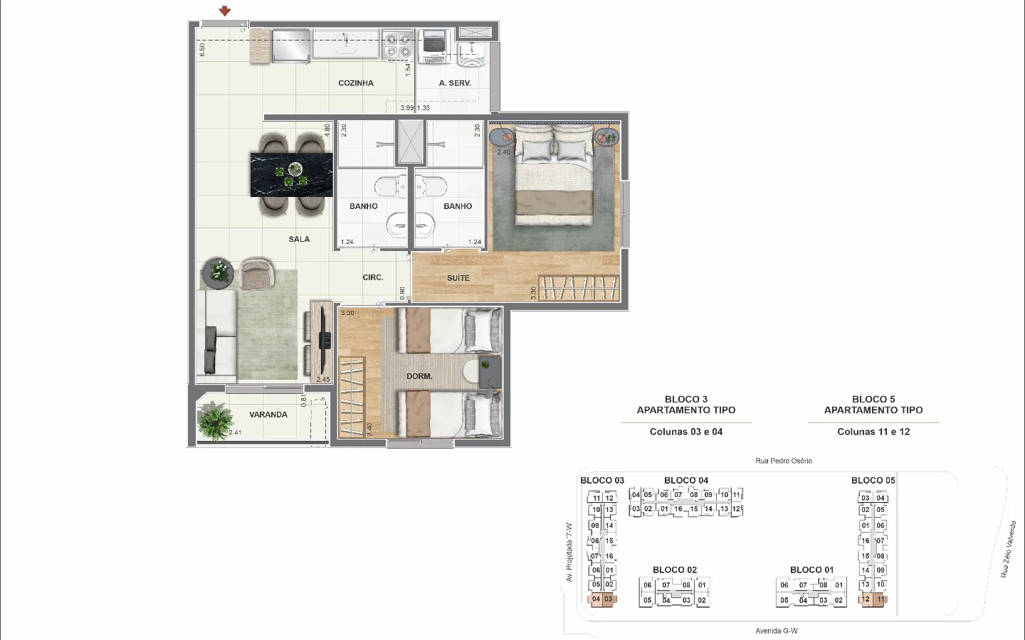 Planta 7: Orla Recreio Reserva, apartamento de alto padrão no Recreio dos Bandeirantes, Rio de Janeiro