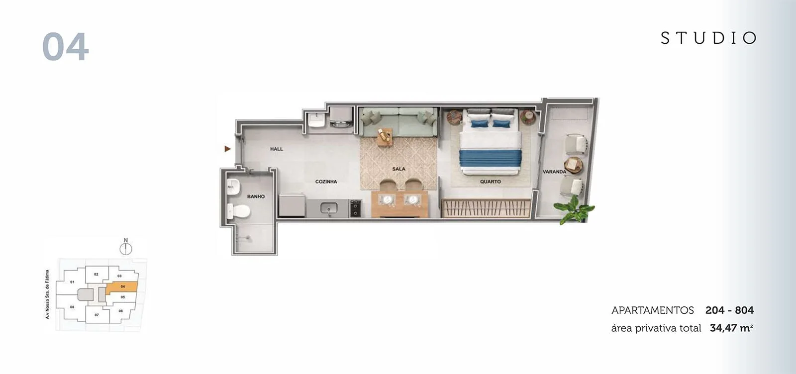 Planta 4: Cores de Fátima, apartamento de alto padrão no Centro, Rio de Janeiro
