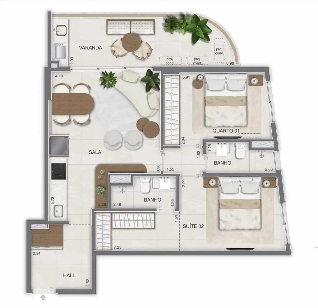 Planta 6: Lis Smart Living Copacabana, studio de alto padrão em Copacabana, Rio de Janeiro