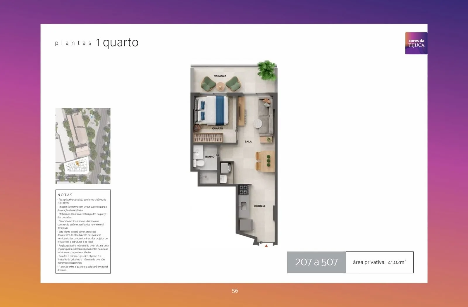 Planta 20: Cores da Tijuca, studio de alto padrão na Tijuca, Rio de Janeiro