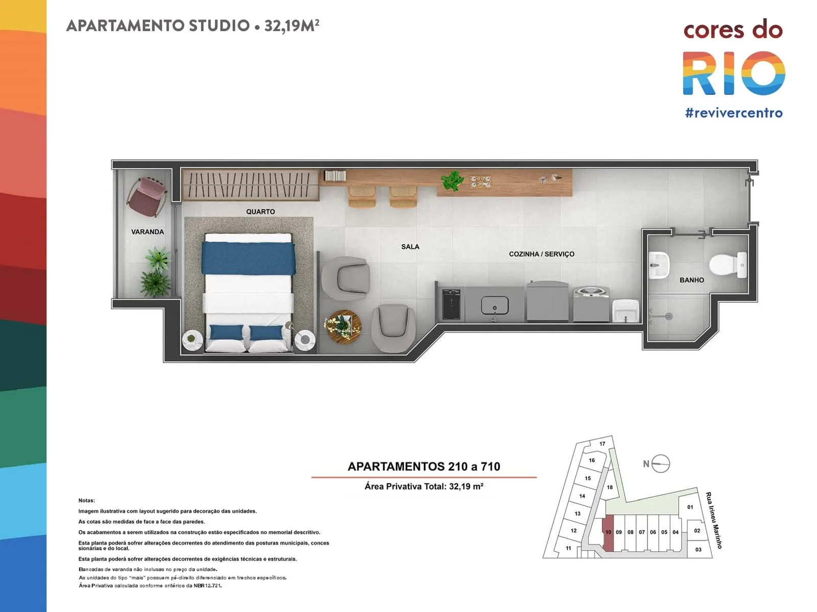Planta 14: Cores do Rio, studio de alto padrão no Centro, Rio de Janeiro