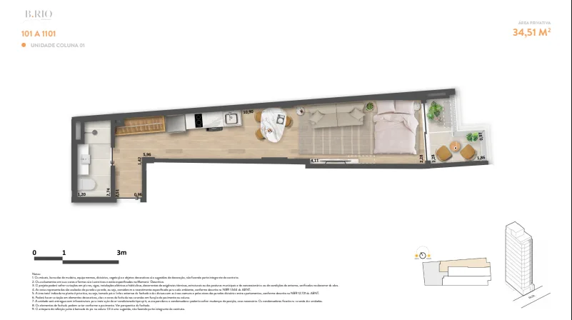 Planta 4: Ben in Rio Leopoldo Miguez, studio de alto padrão em Copacabana, Rio de Janeiro