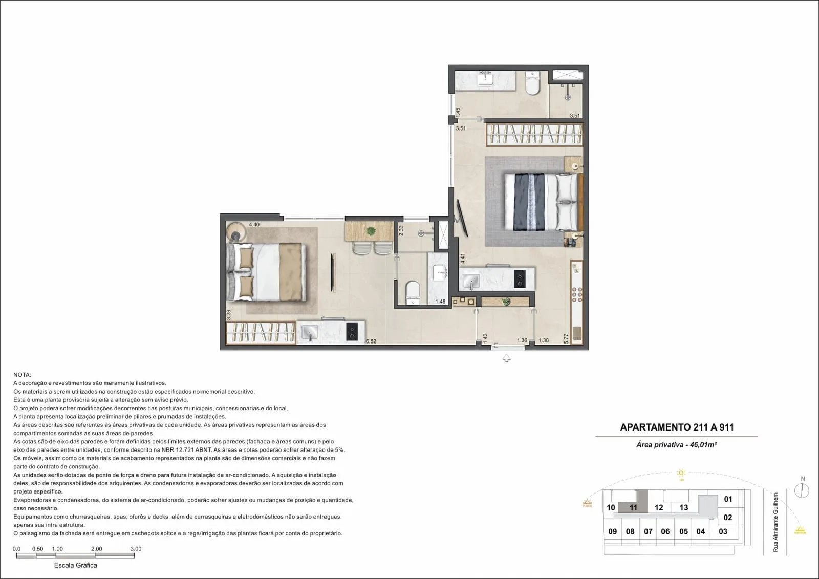 Planta 2: Guilhem Mozak, apartamento de alto padrão no Leblon, Rio de Janeiro