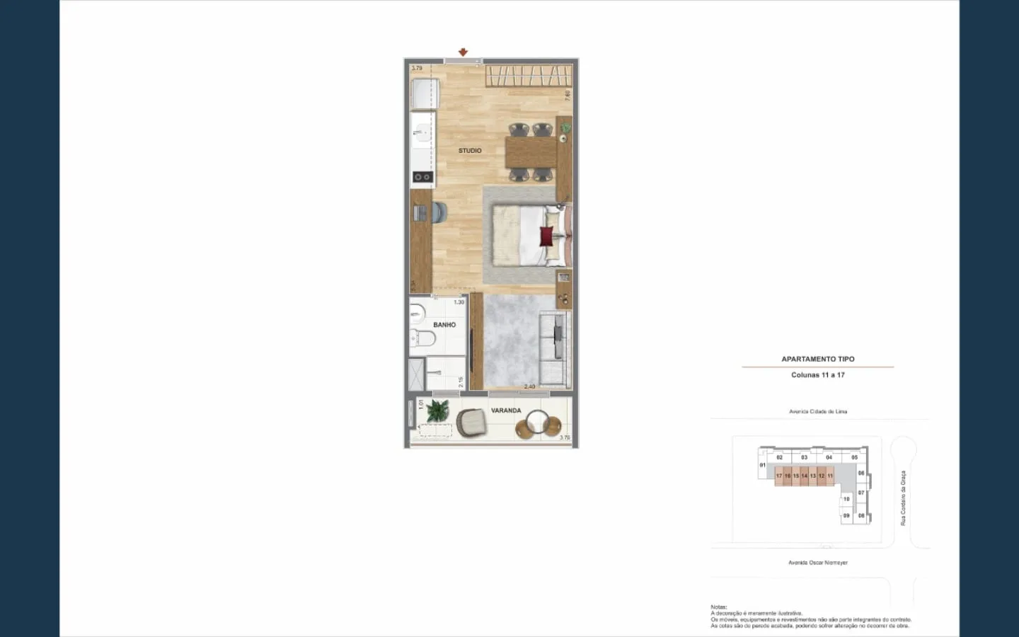 Planta 7: Baía Guanabara Residences, studio de alto padrão em Ipanema, Rio de Janeiro
