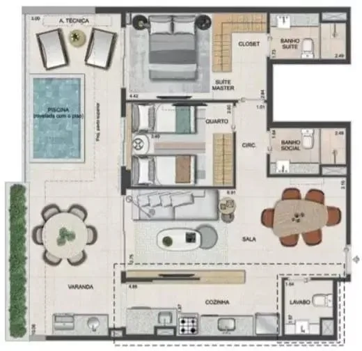 Planta 1: Tiê Residencial, apartamento de alto padrão na Tijuca, Rio de Janeiro