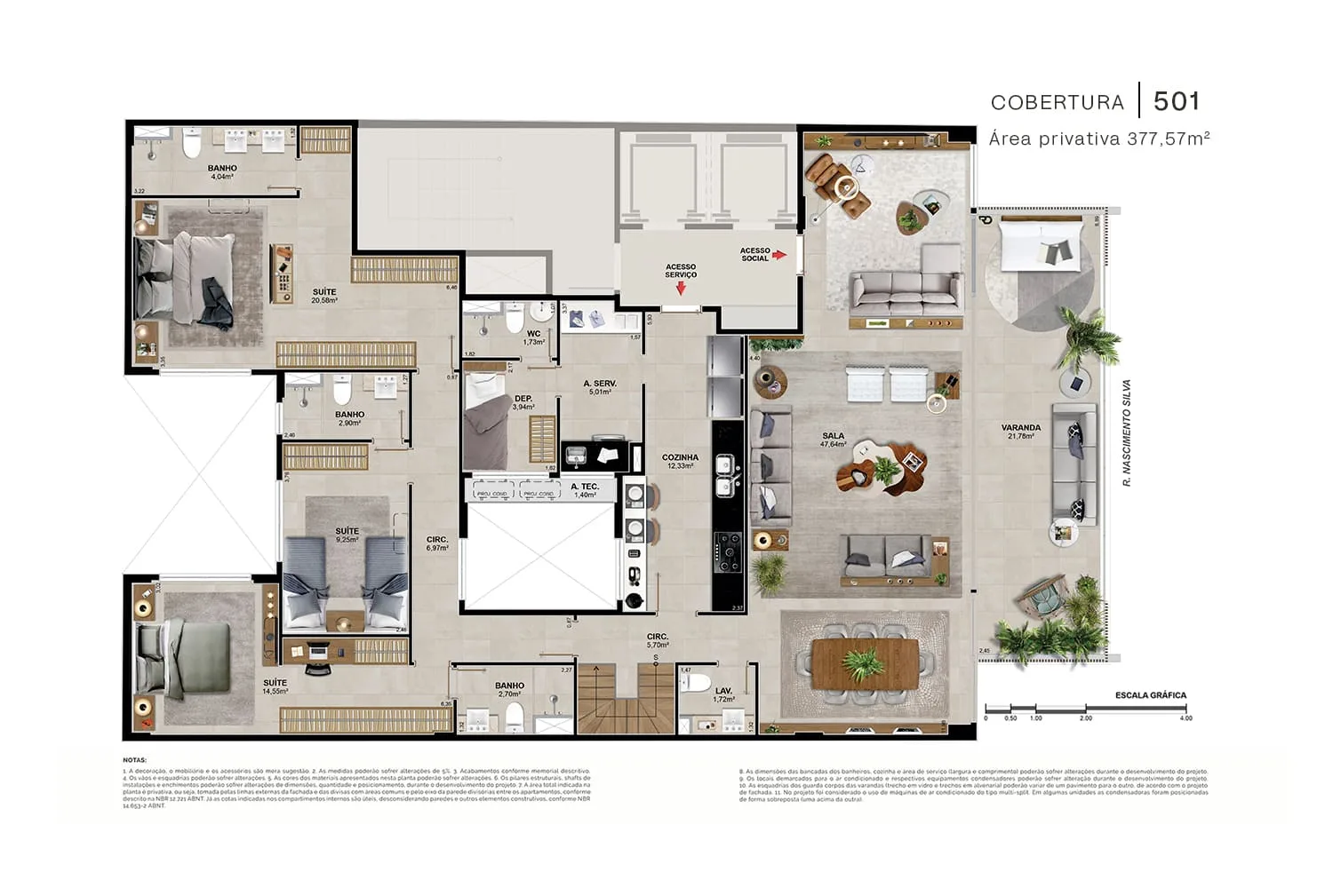 Planta 1: Nascimento 245, apartamento de alto padrão em Ipanema, Rio de Janeiro