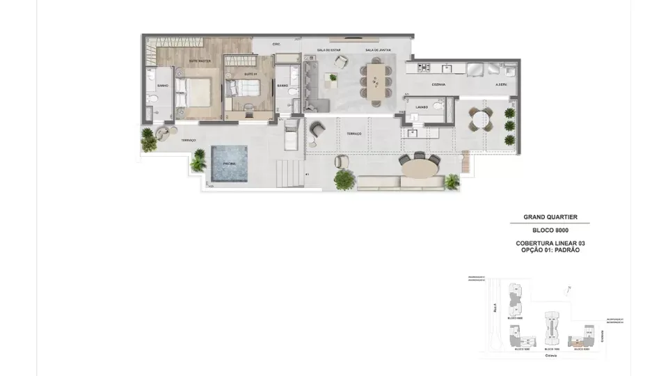 Planta 17: Grand Quartier, apartamento de alto padrão na Barra da Tijuca, Rio de Janeiro
