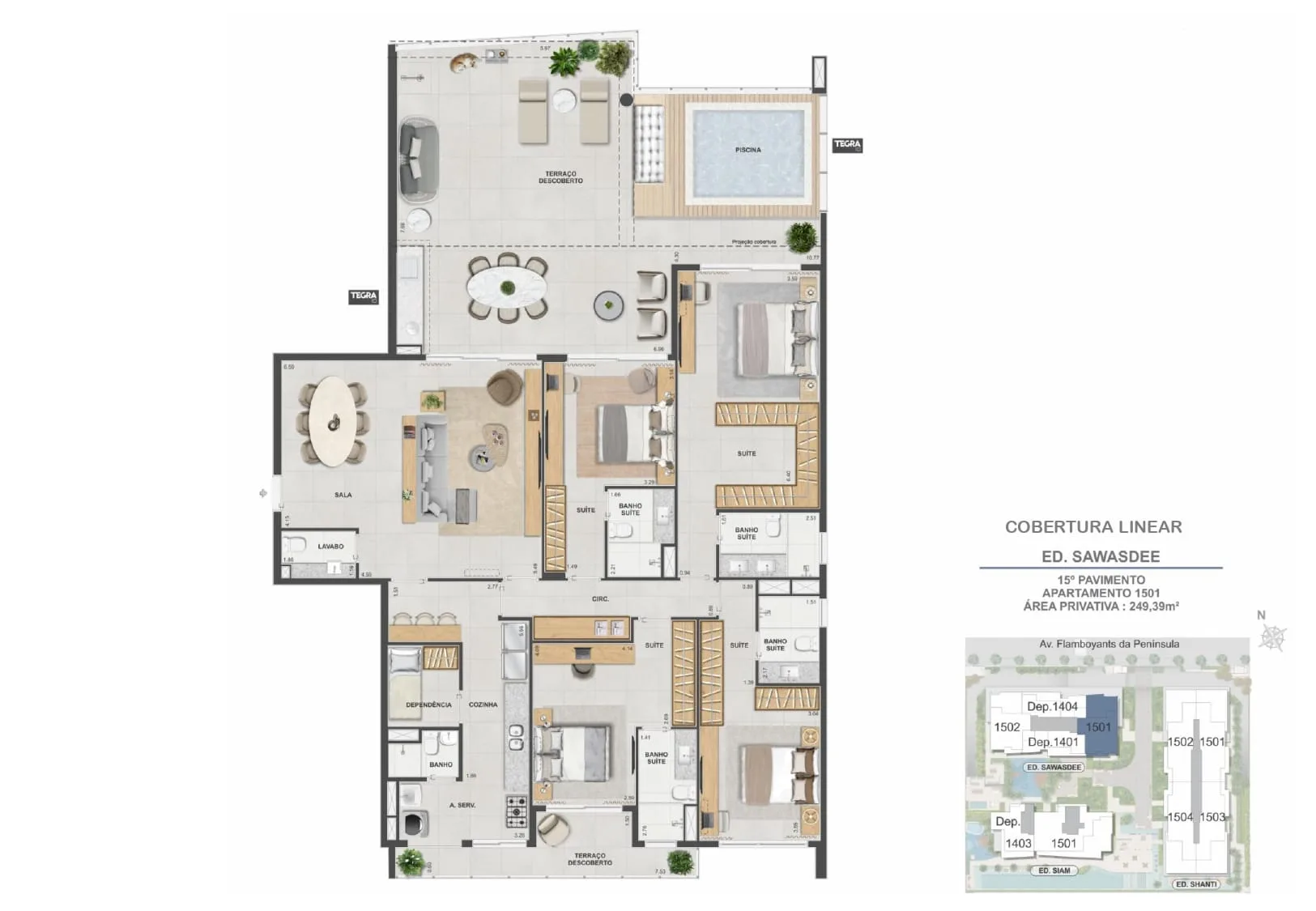 Planta 14: Península Collection, apartamento de alto padrão na Barra da Tijuca, Rio de Janeiro
