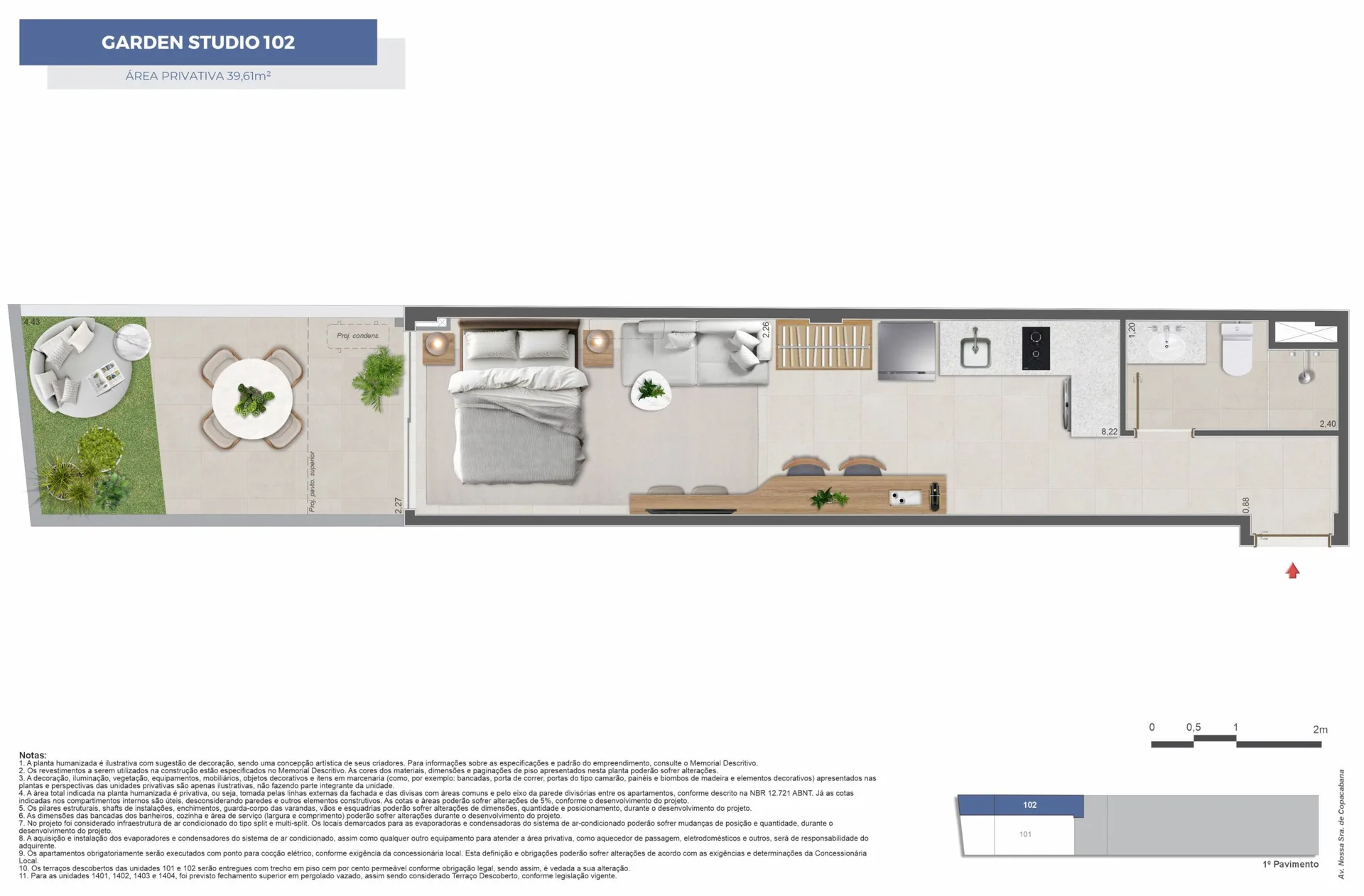 Planta 2: Copa Studios, apartamento de alto padrão em Copacabana, Rio de Janeiro