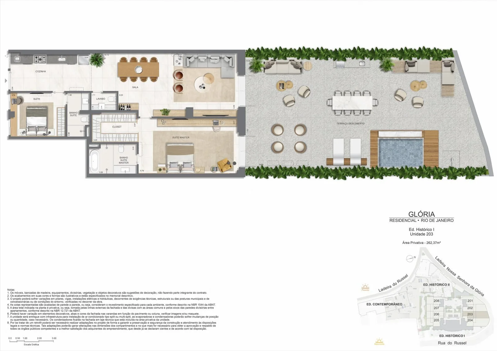 Planta 3: Glória Residencial, apartamento de alto padrão na Gávea, Rio de Janeiro