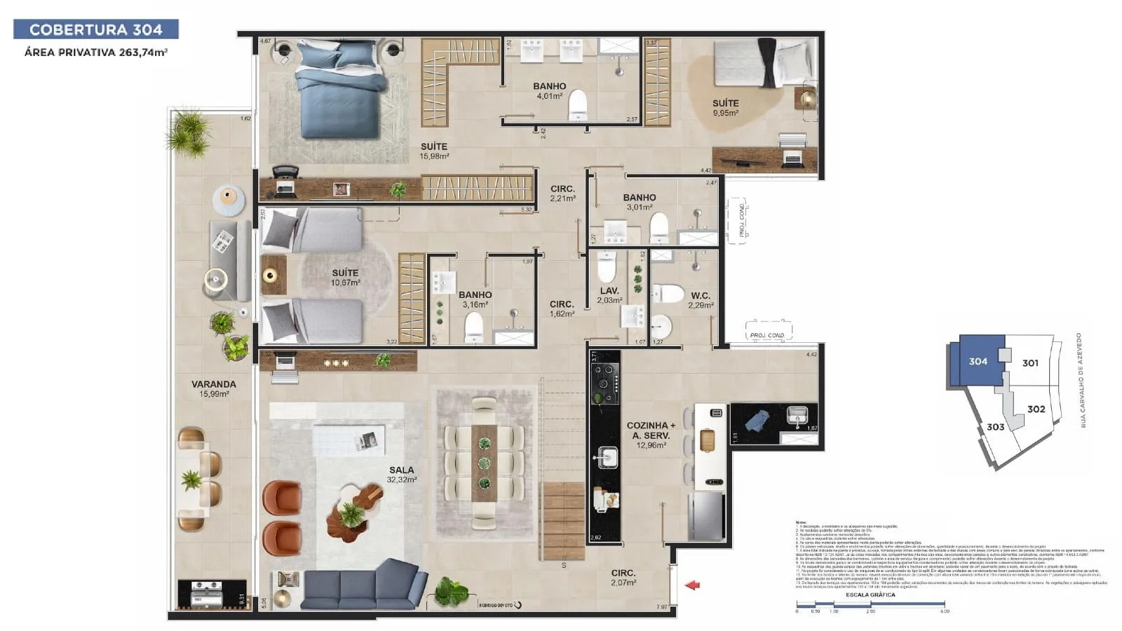 Planta 7: Ares Lagoa, apartamento de alto padrão na Lagoa, Rio de Janeiro