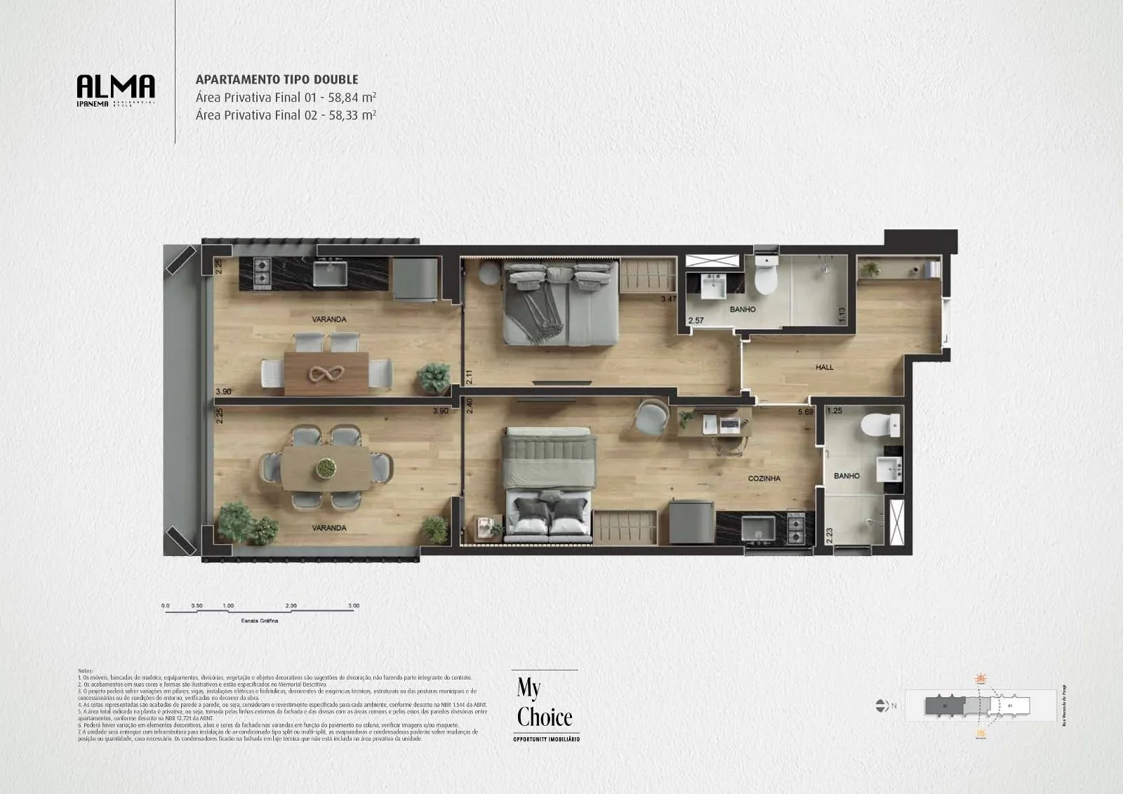 Planta 7: Alma Ipanema, studio de alto padrão em Ipanema, Rio de Janeiro