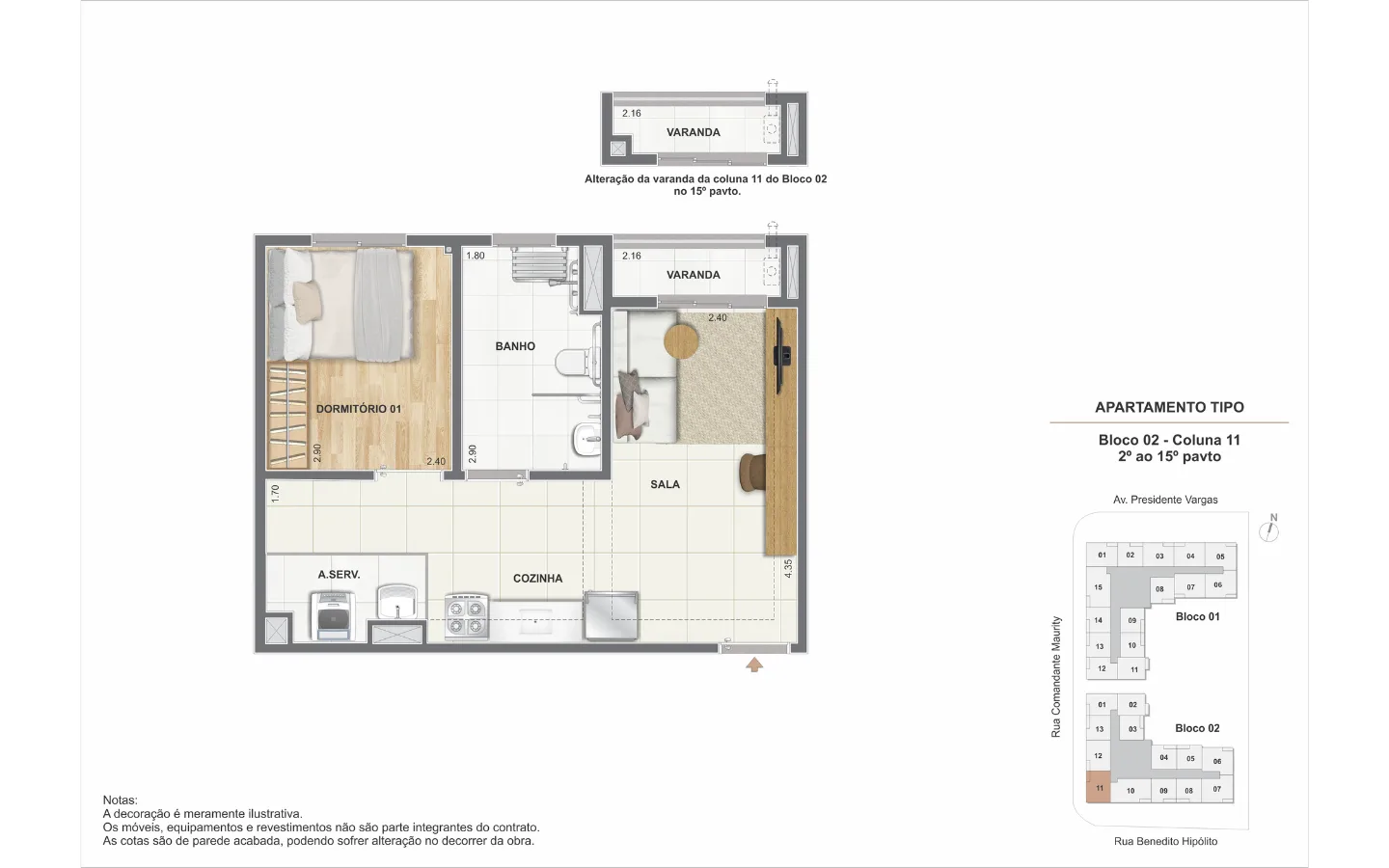Planta 1: Saudosa Praça Onze Residencial, studio de alto padrão no Centro, Rio de Janeiro