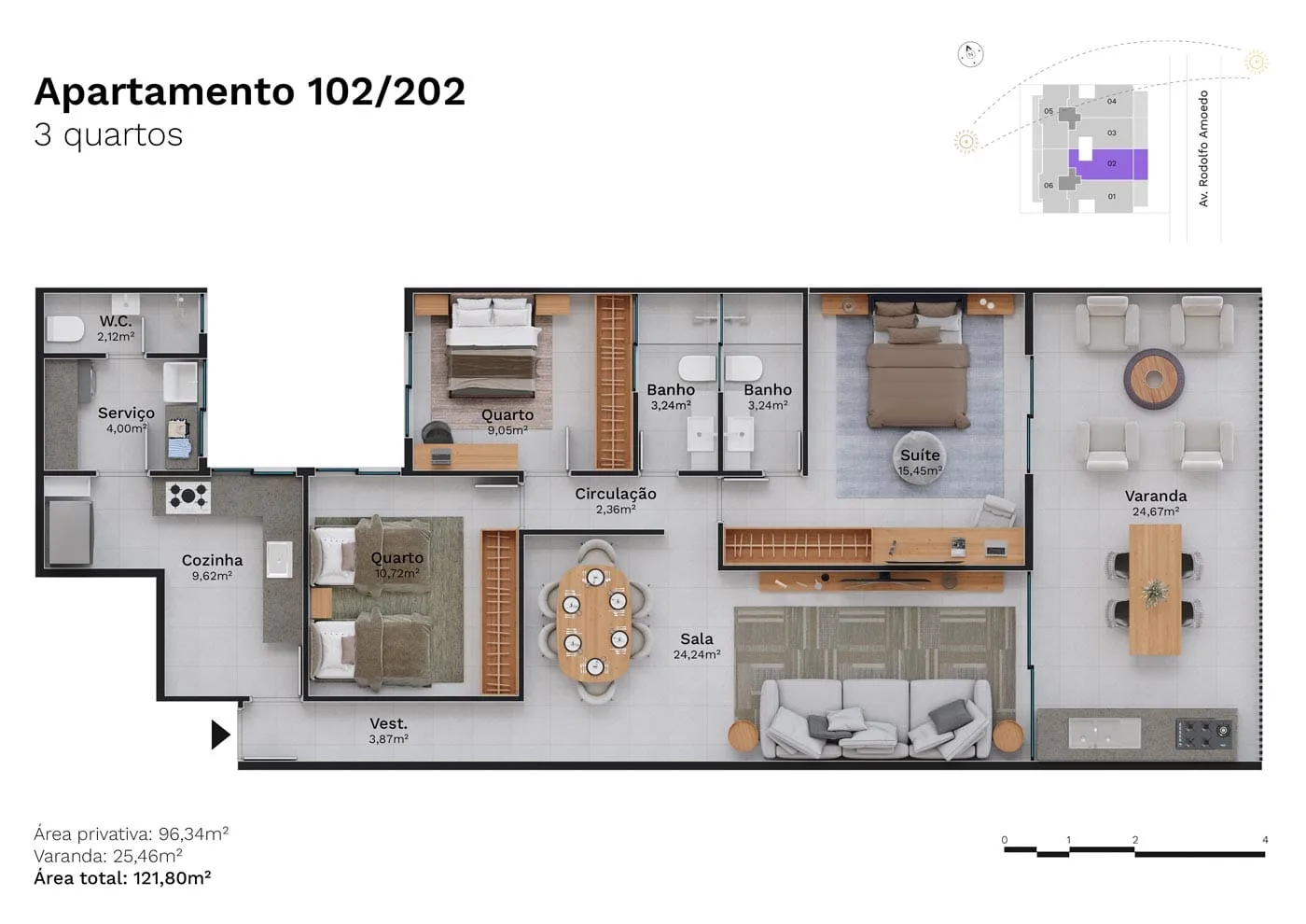 Planta 4: Haus Jardim Oceânico, apartamento de alto padrão na Barra da Tijuca, Rio de Janeiro